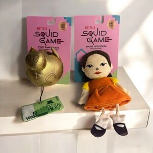 Lot Of 2 Squid Game Young Hee Kicker & VIP‎ Mask Cat Toy Brand New